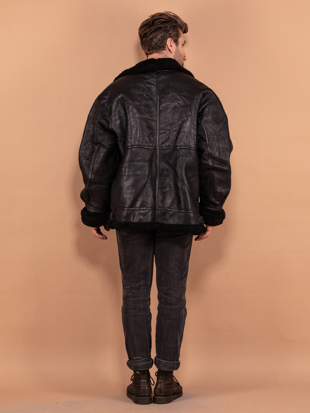 Vintage 90's Men B-3 Style Aviator Jacket in Black - NorthernGrip