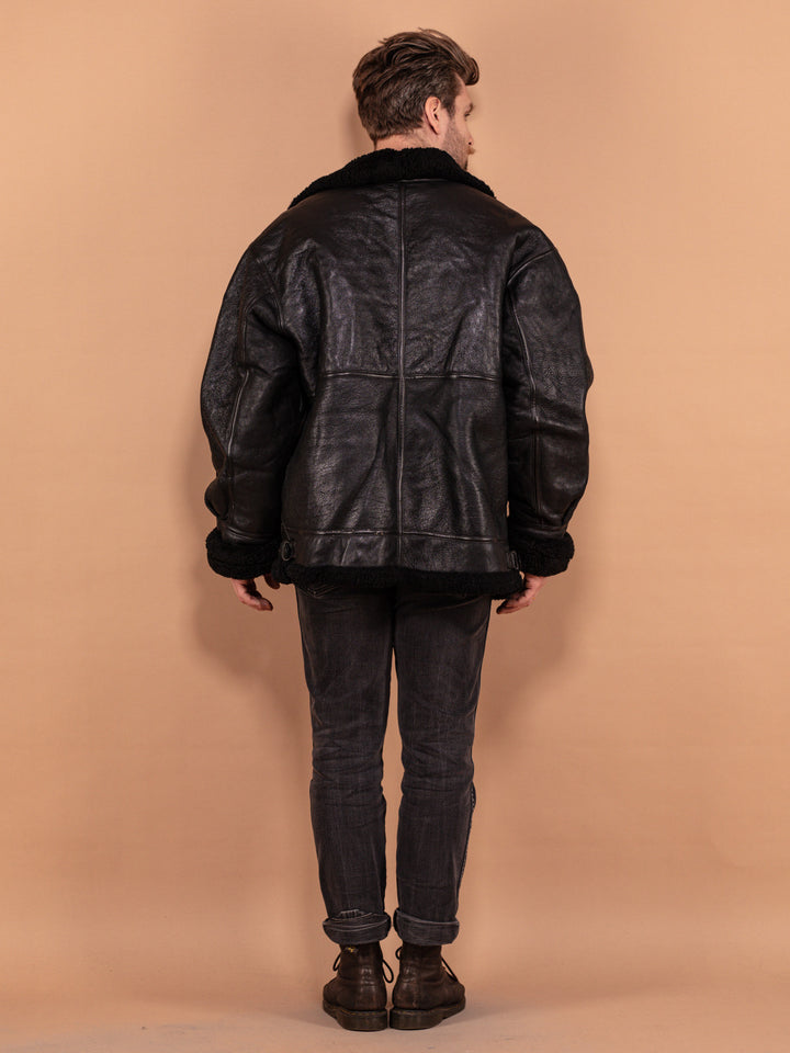 Vintage 90's Men B-3 Style Aviator Jacket in Black - NorthernGrip