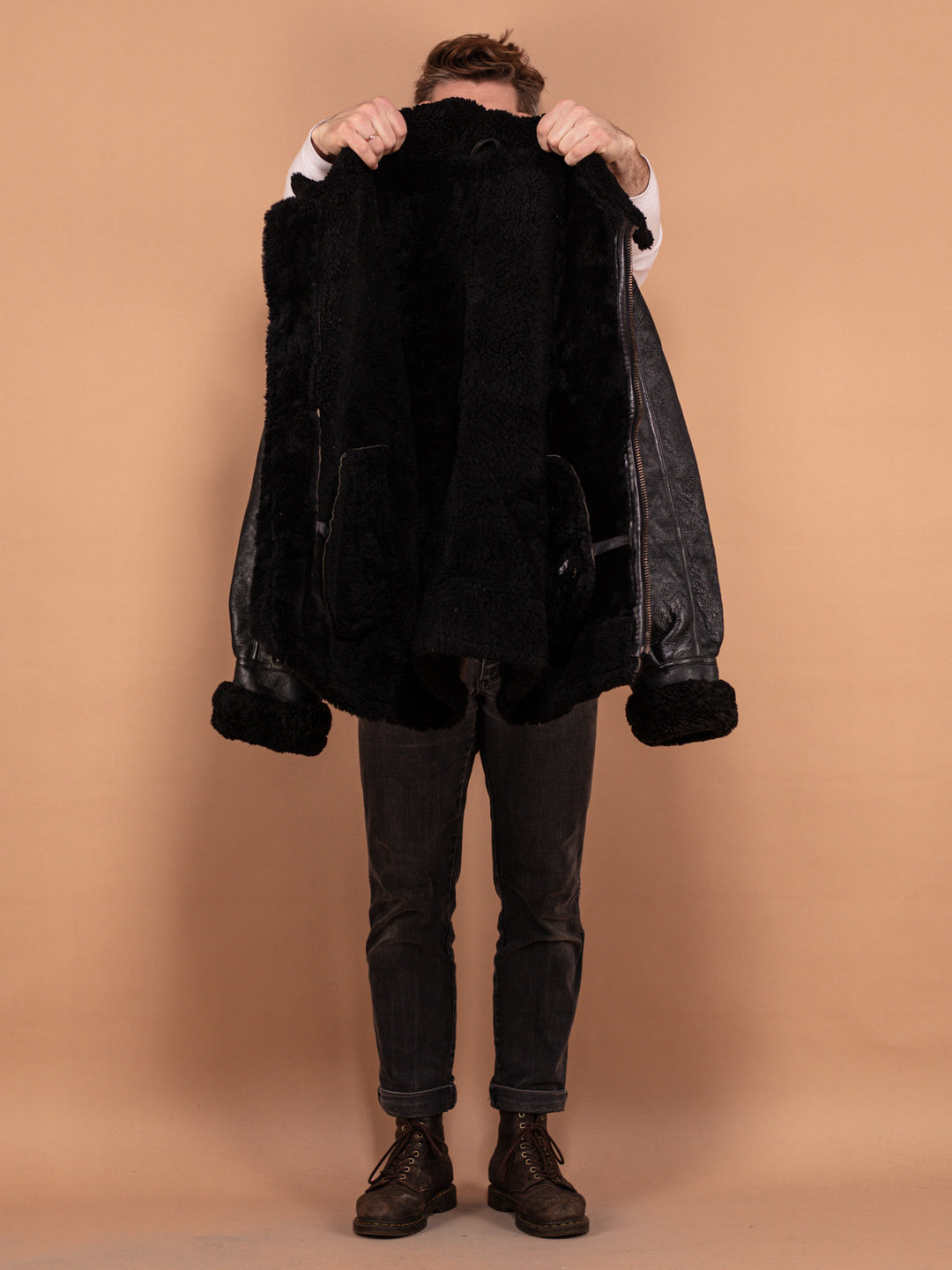 Vintage 90's Men B-3 Style Aviator Jacket in Black - NorthernGrip