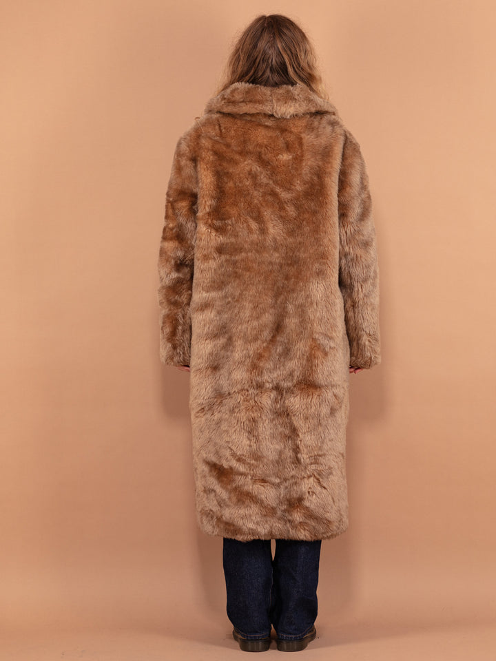 Vintage 80's Women Faux Fur Coat in Beige - NorthernGrip