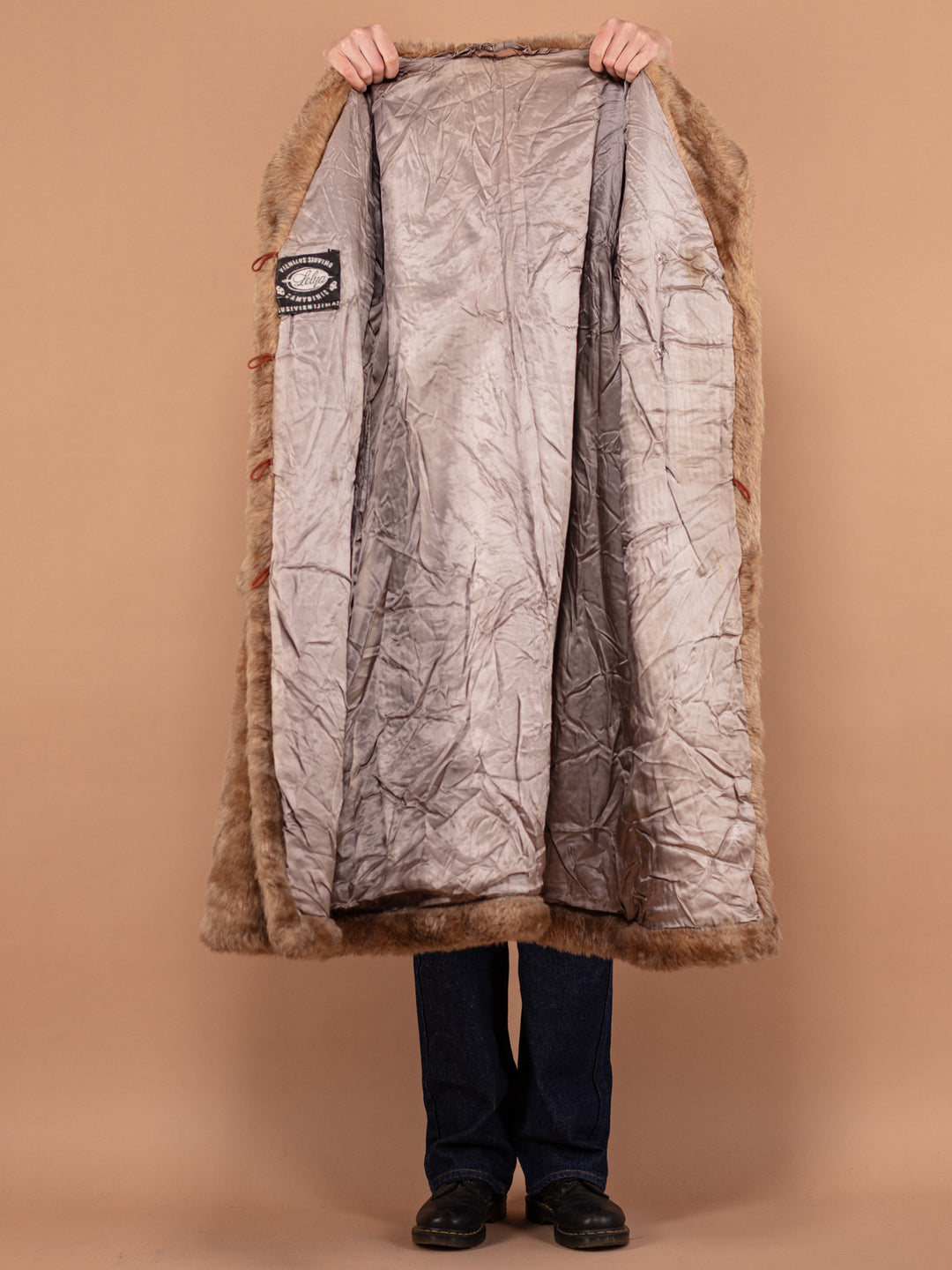 Vintage 80's Women Faux Fur Coat in Beige - NorthernGrip