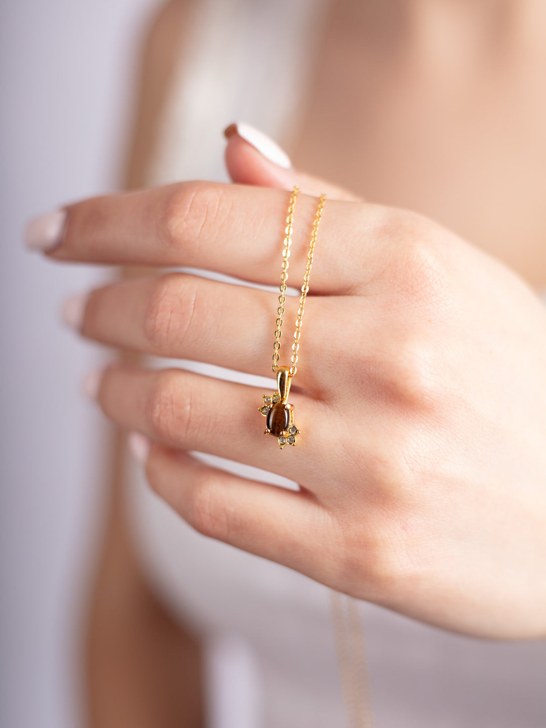 Vintage 90's Tiger’s Eye Pendant Necklace