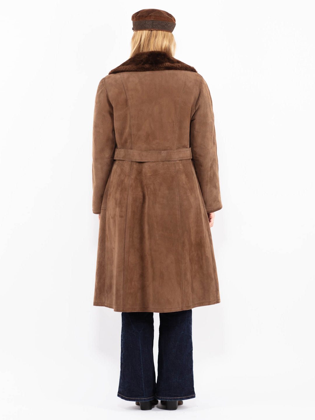 Vintage 70's Women Suede Sherpa Coat in Brown