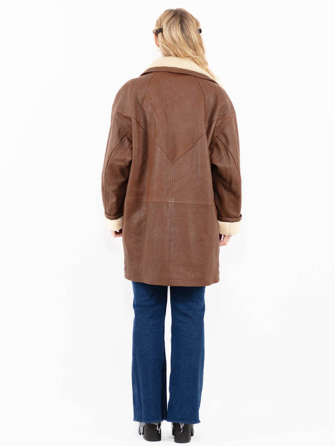 Vintage 90's Women Sheepskin Coat in Brown