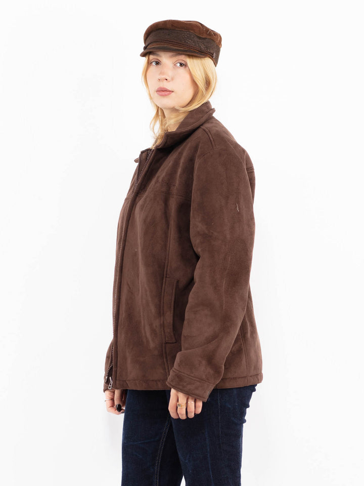 Vintage 00's Women Faux Sheepskin Jacket in Brown