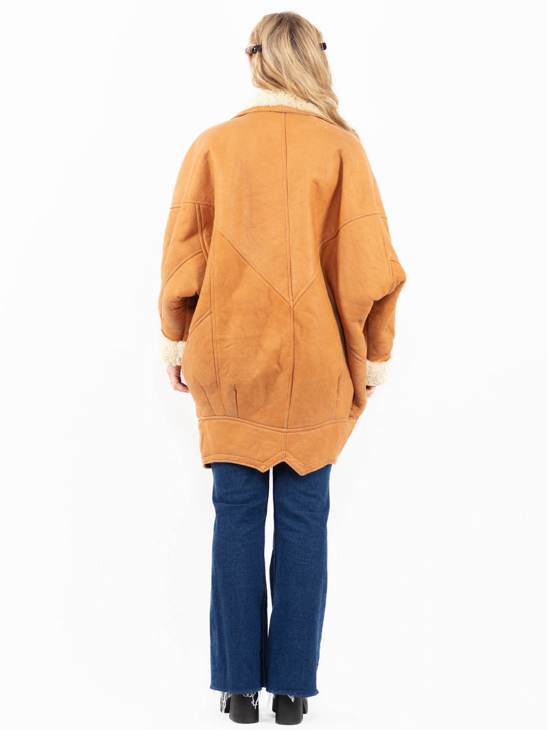 Vintage 80's Women Sheepskin Coat in Brown