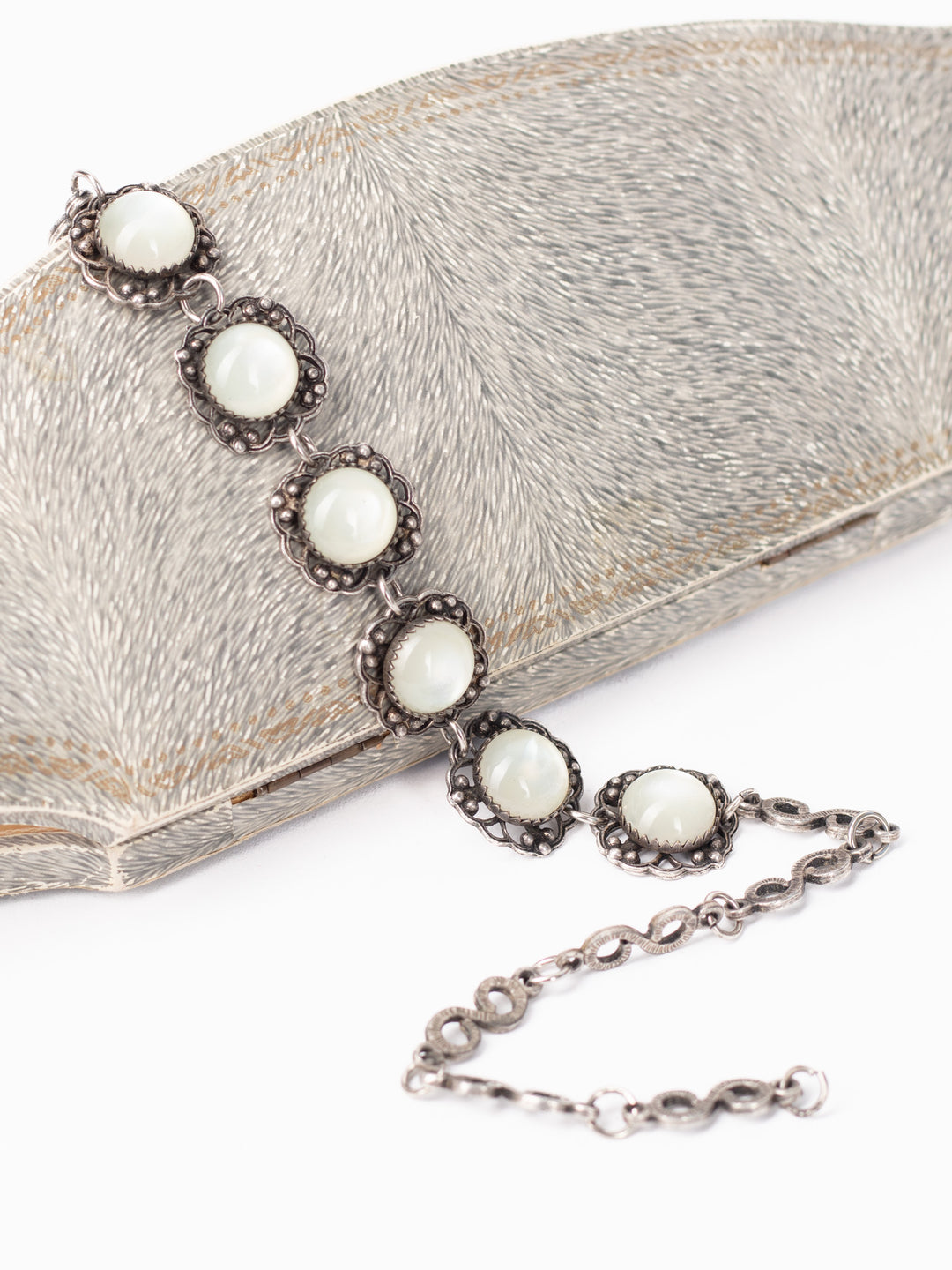 Vintage 50's Filigree Necklace with Faux Pearls