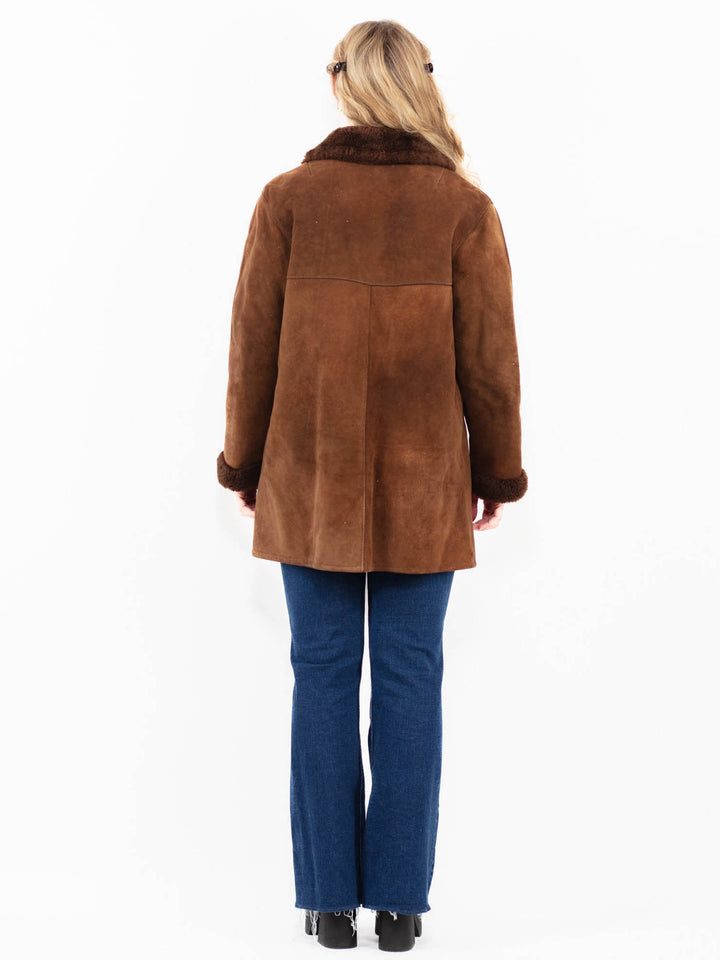 Vintage 70's Women Sheepskin Coat in Brown