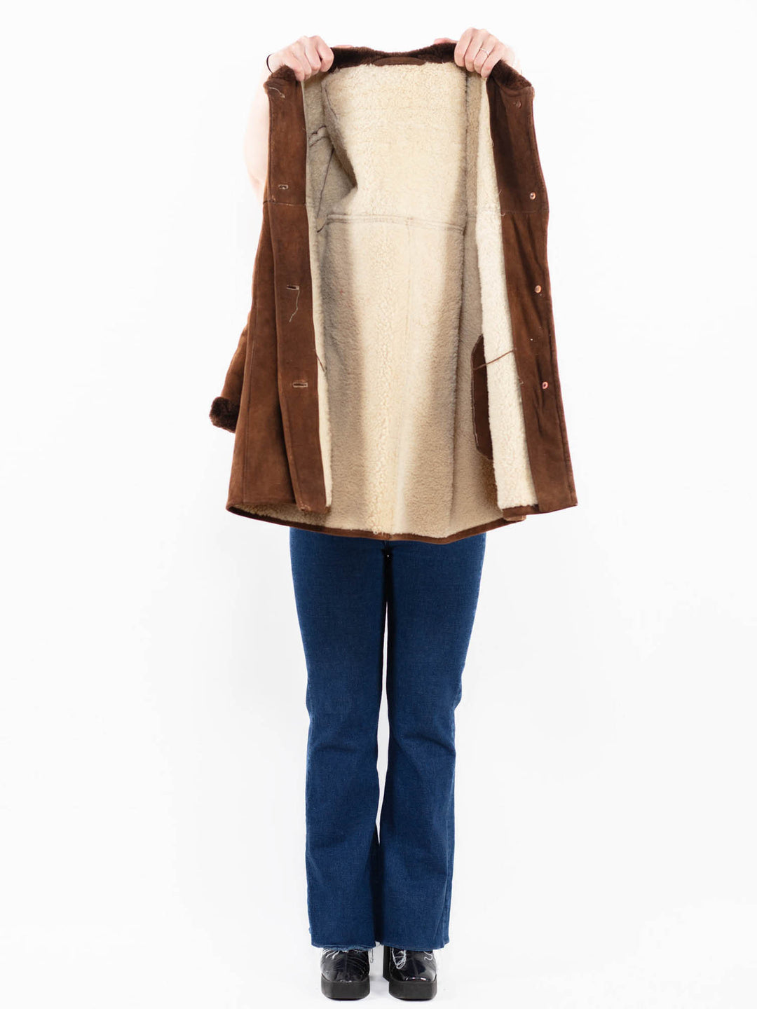 Vintage 70's Women Sheepskin Coat in Brown