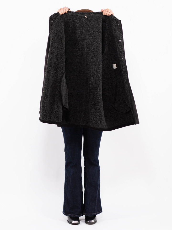 Vintage 90's Women Faux Sheepskin Coat in Black