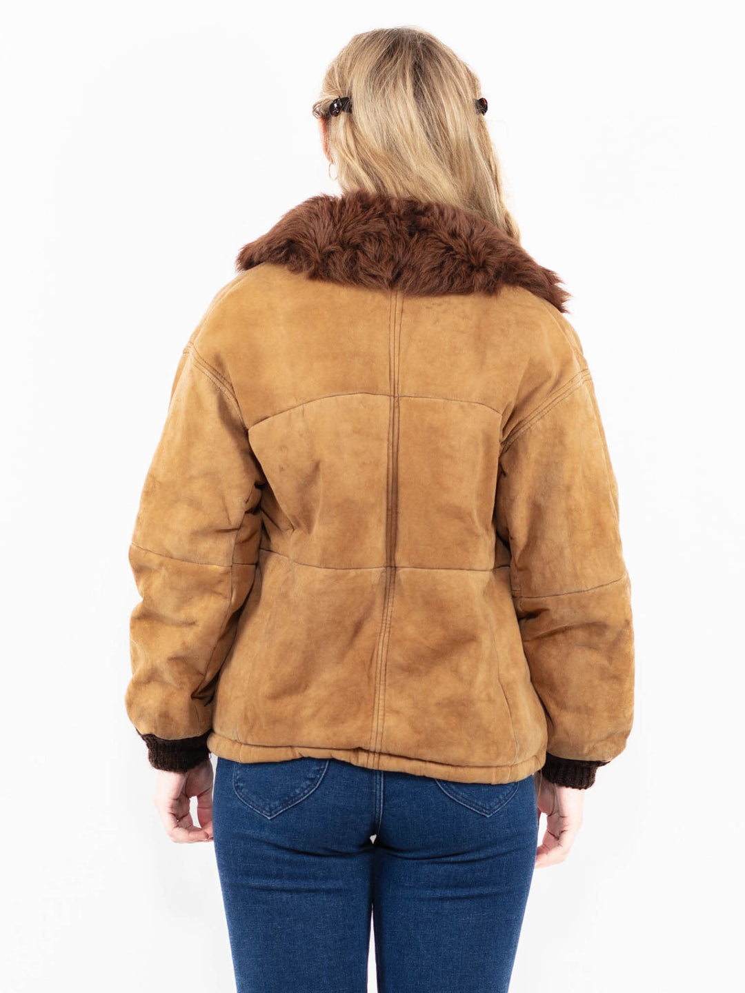 Vintage 90's Women Sheepskin Jacket in Beige
