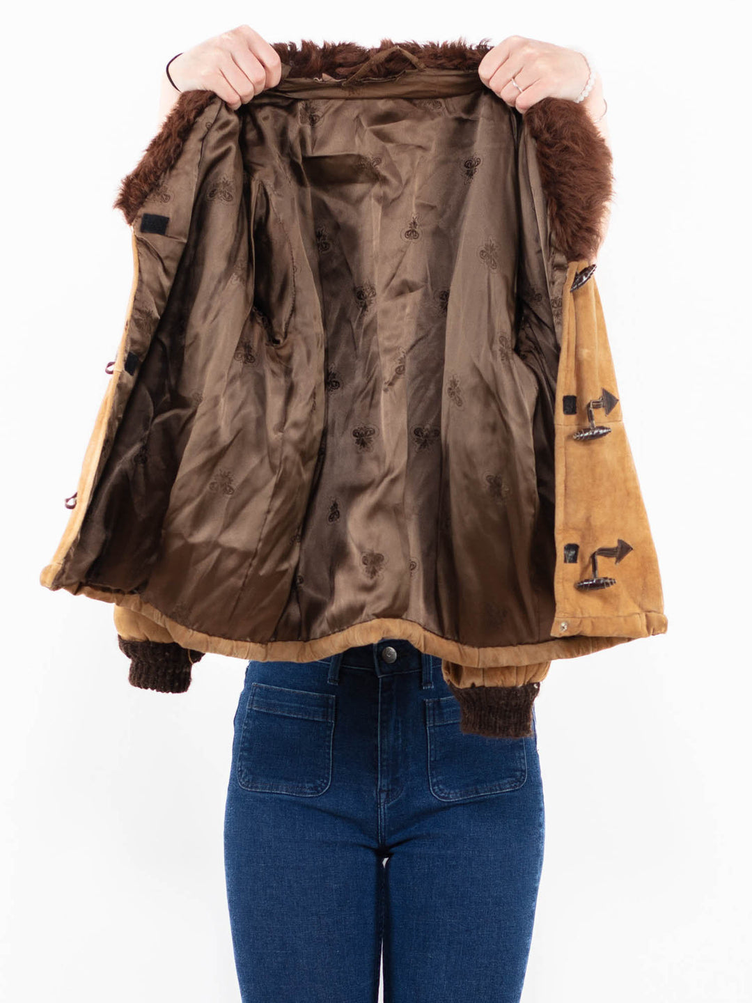 Vintage 90's Women Sheepskin Jacket in Beige