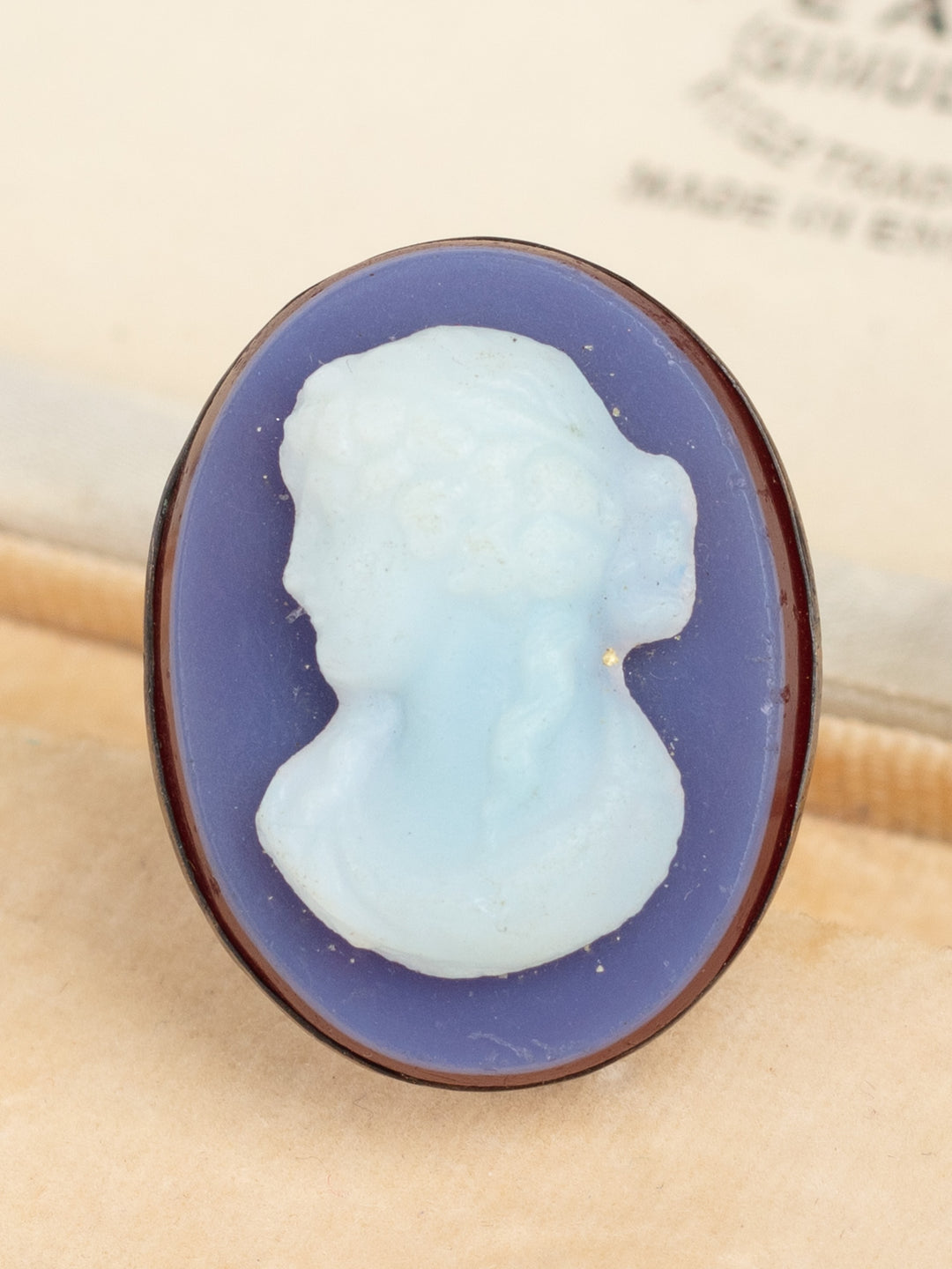 Antique Victorian Cameo Brooch with Blue Silhouette
