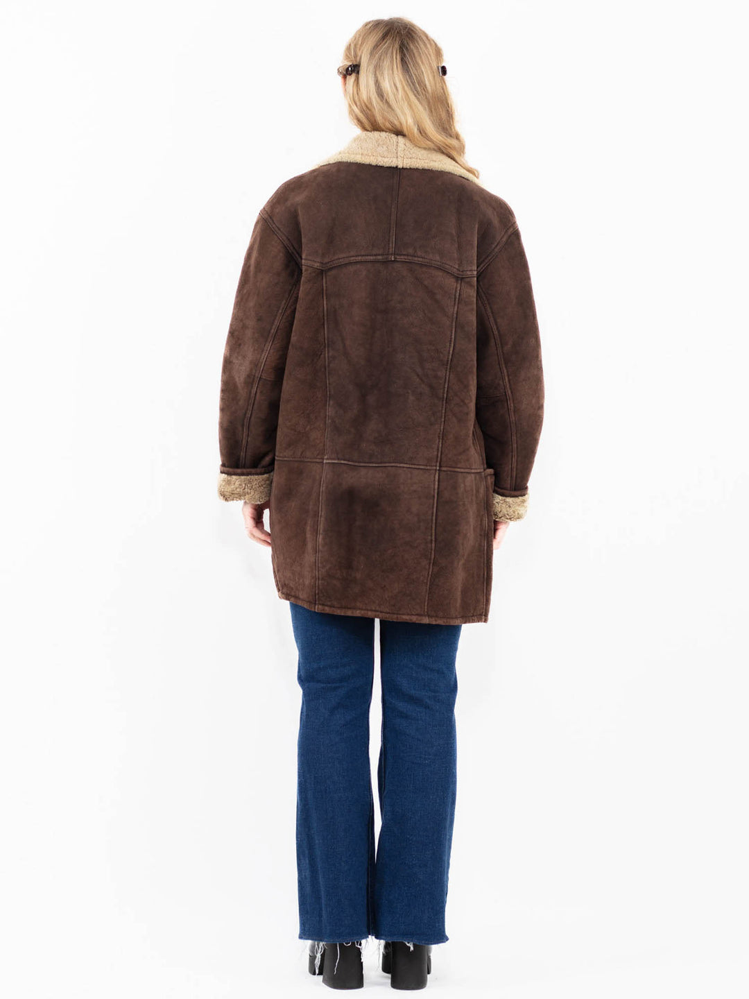 Vintage 90's Women Sheepskin Coat in Brown