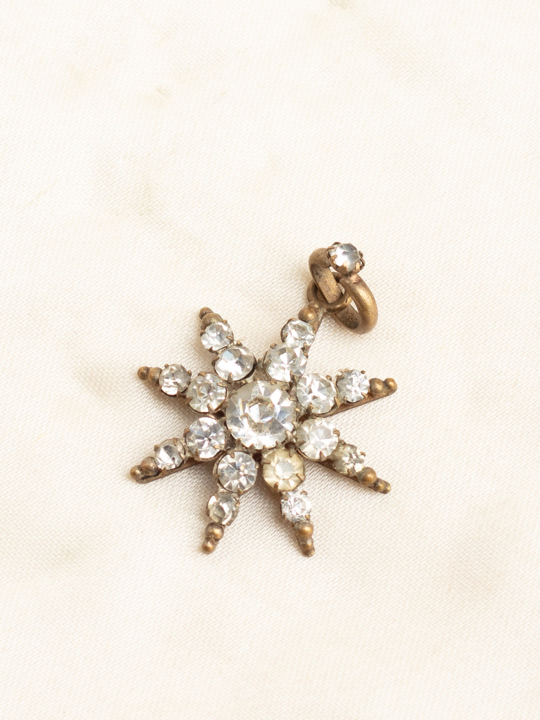 Antique Victorian Starburst Pendant with Clear Glass Rhinestones