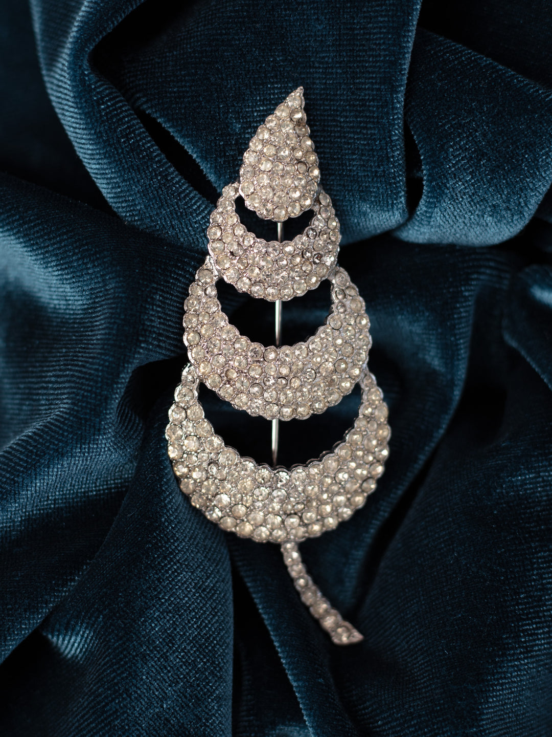 Vintage 60's Vendome Rhinestone Leaf Brooch