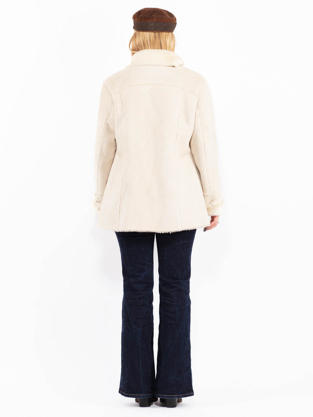 Vintage 00's Women Faux Sheepskin Coat in White