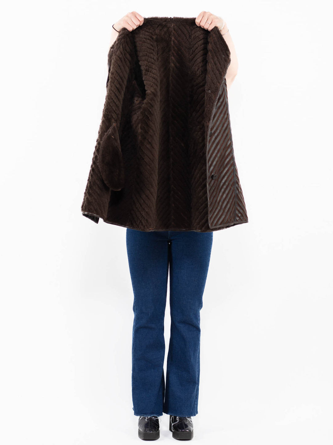 Vintage 80's Women Sheepskin Coat in Brown