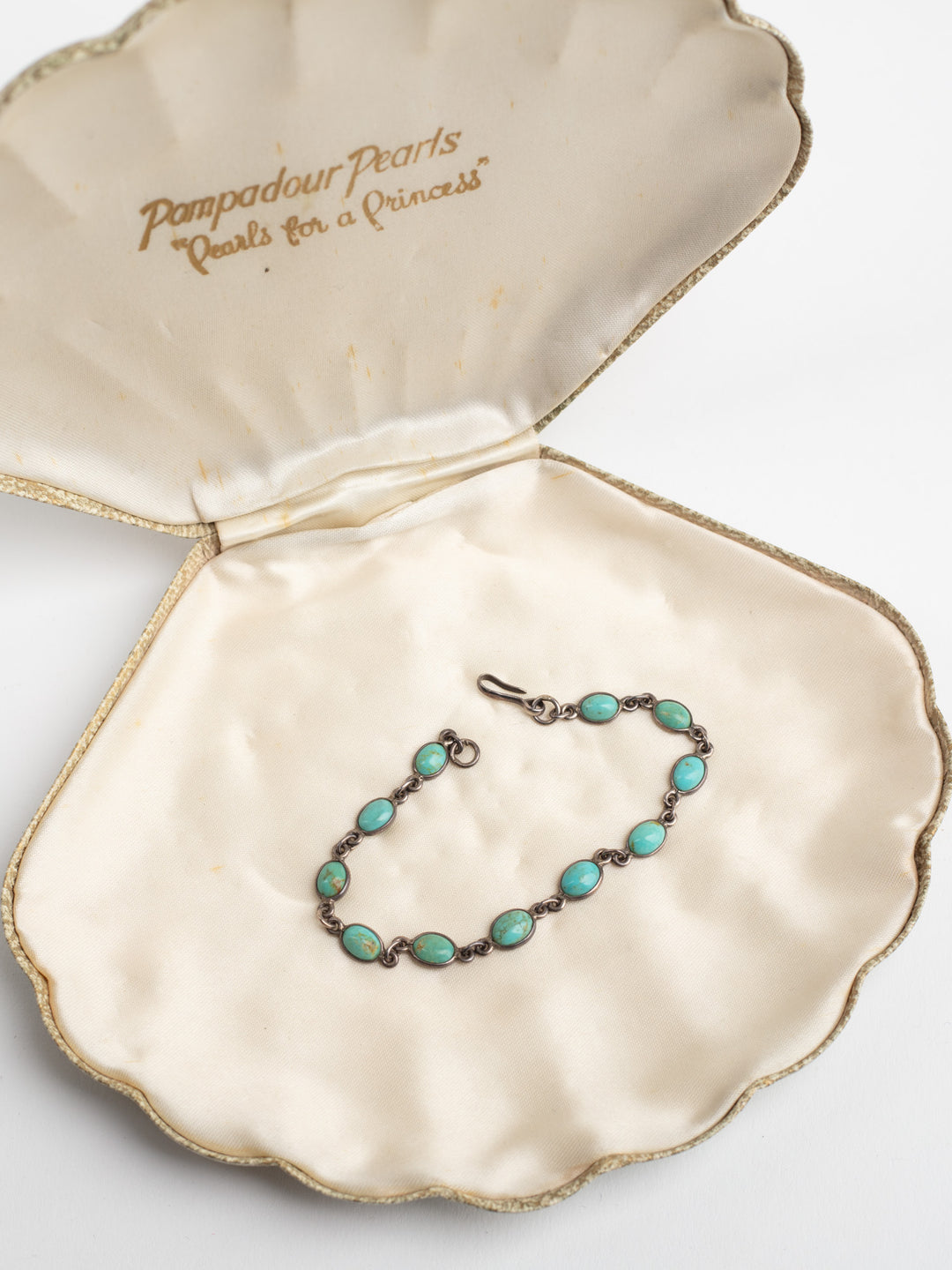 Vintage 50s Silver Turquoise Cabochon Bracelet