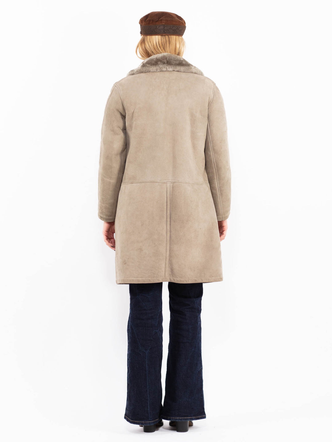 Vintage 70's Women Sheepskin Coat in Beige