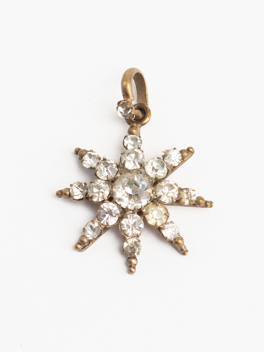Antique Victorian Starburst Pendant with Clear Glass Rhinestones