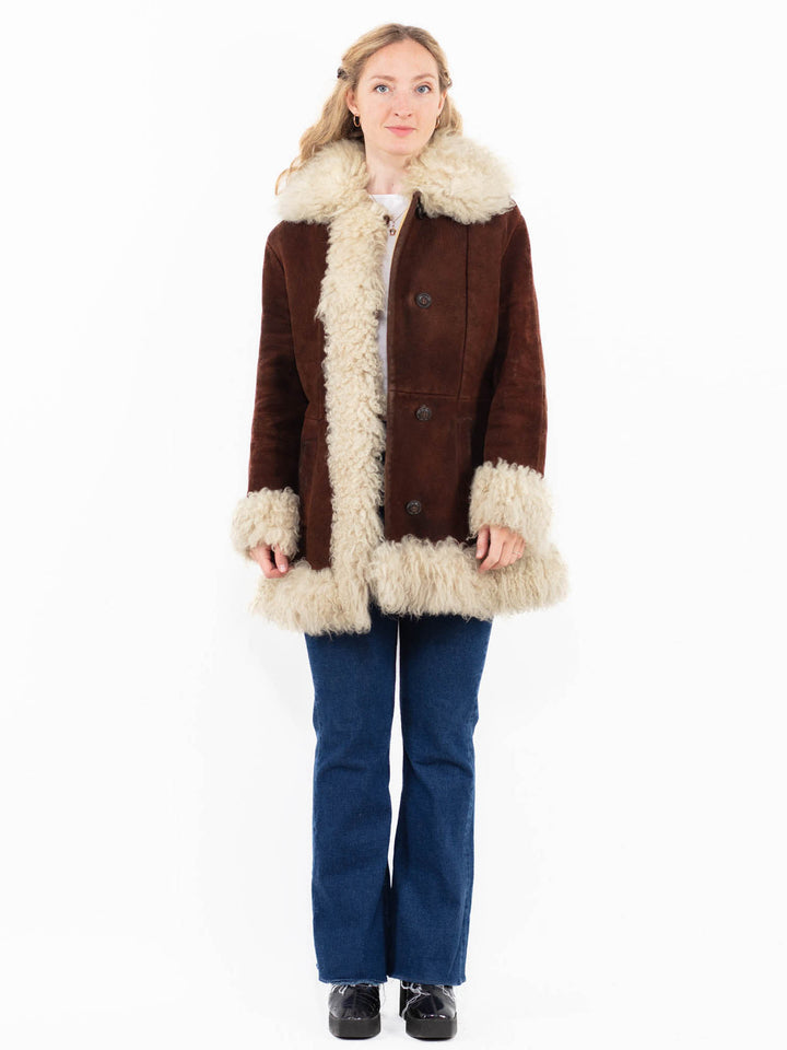Vintage 70's Penny Lane Sheepskin Coat in Brown