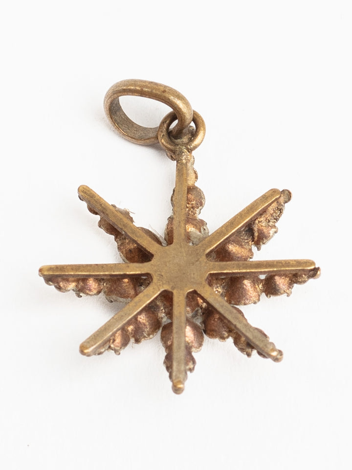 Antique Victorian Starburst Pendant with Clear Glass Rhinestones