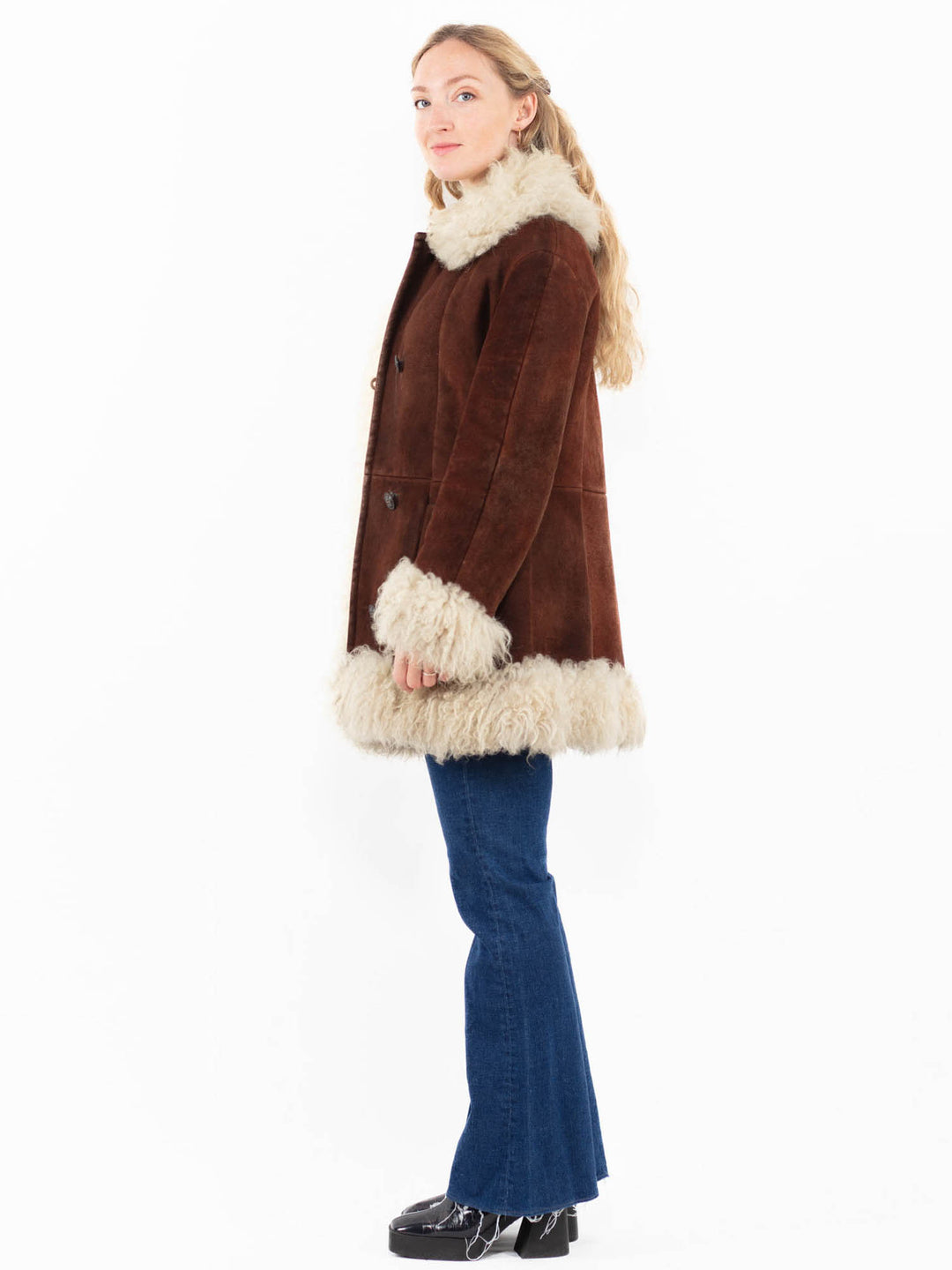 Vintage 70's Penny Lane Sheepskin Coat in Brown