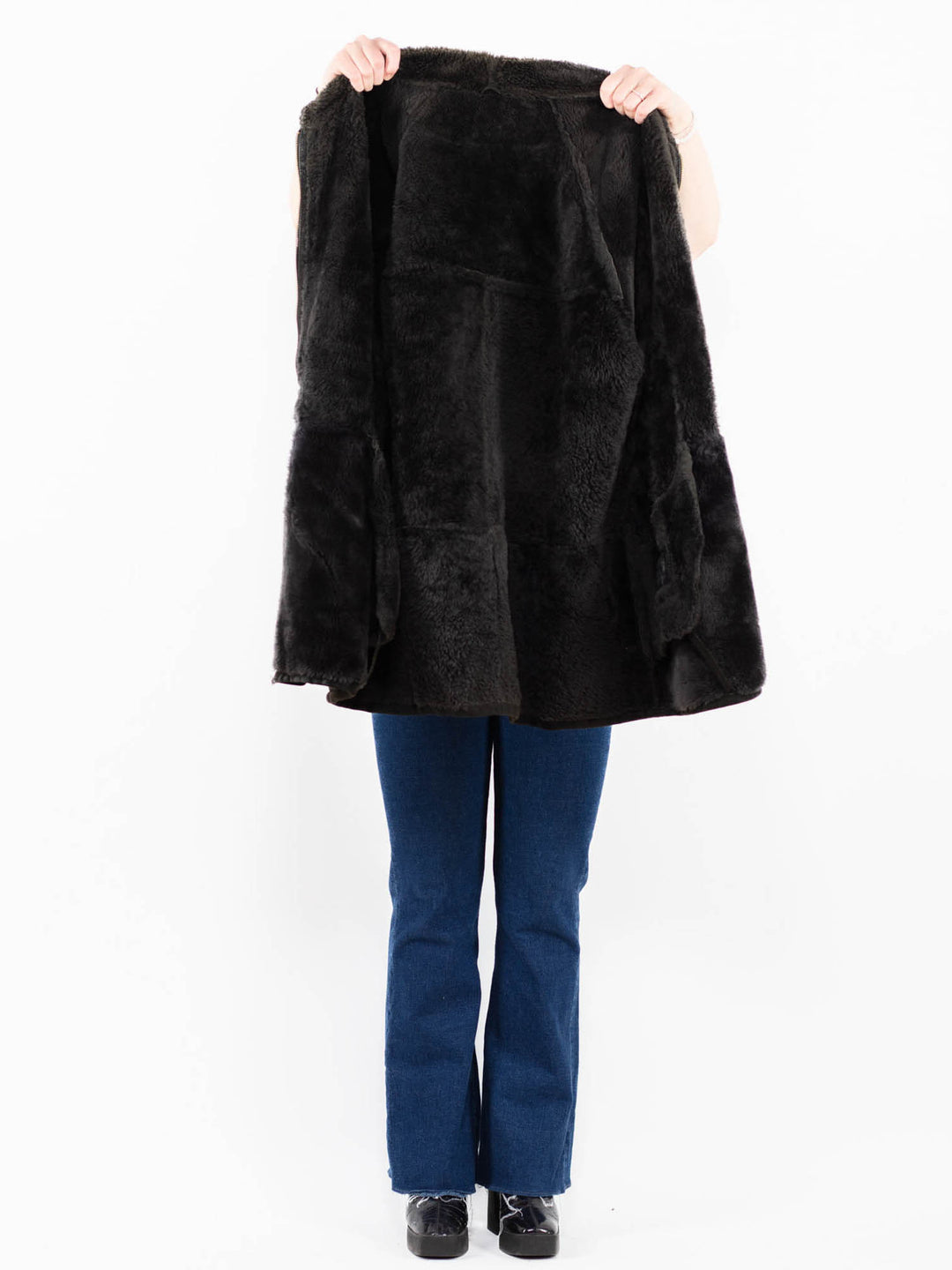 Vintage 90's Women Sheepskin Coat in Brown