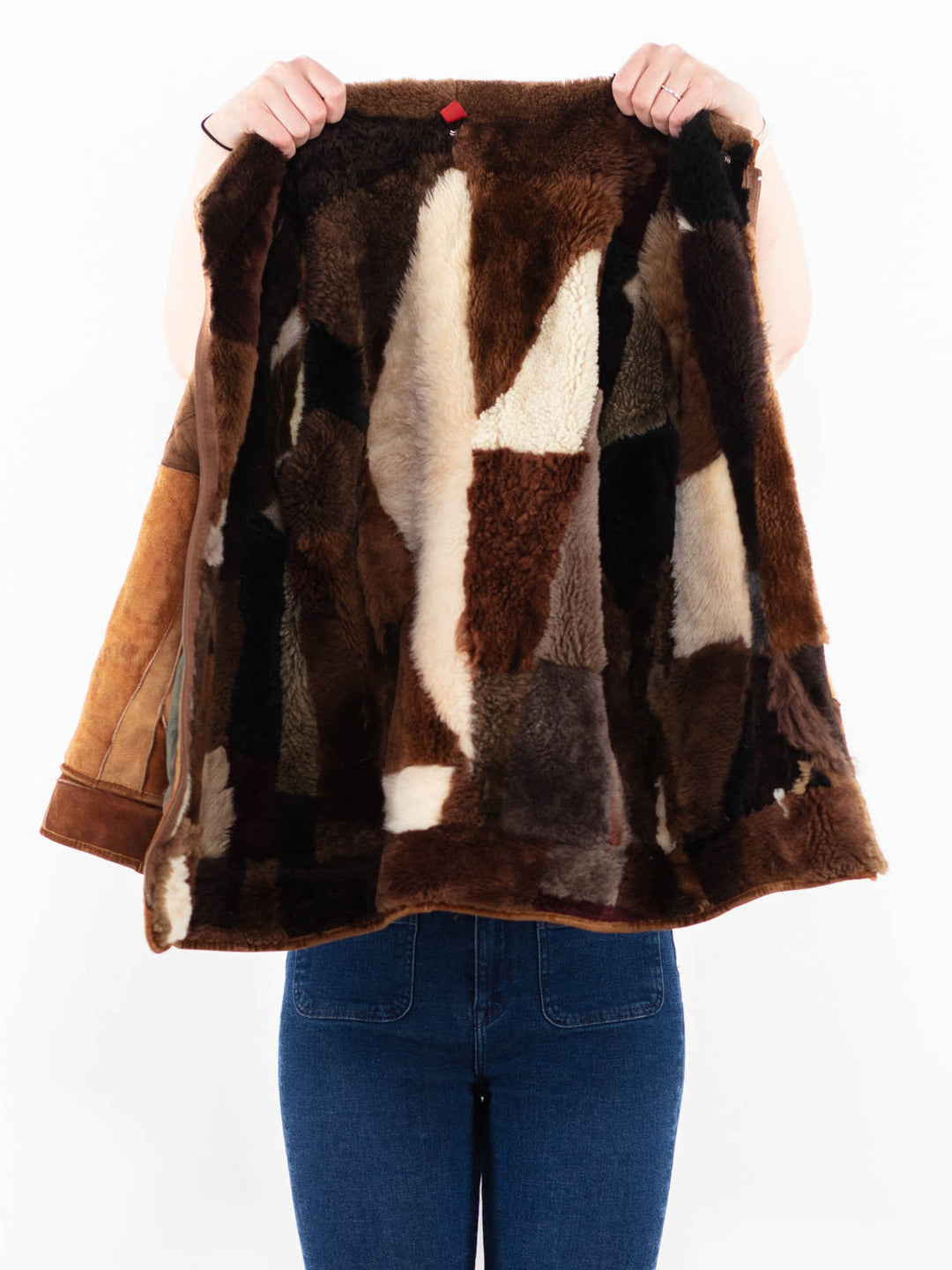 Vintage 80's Women Sheepskin Jacket in Brown