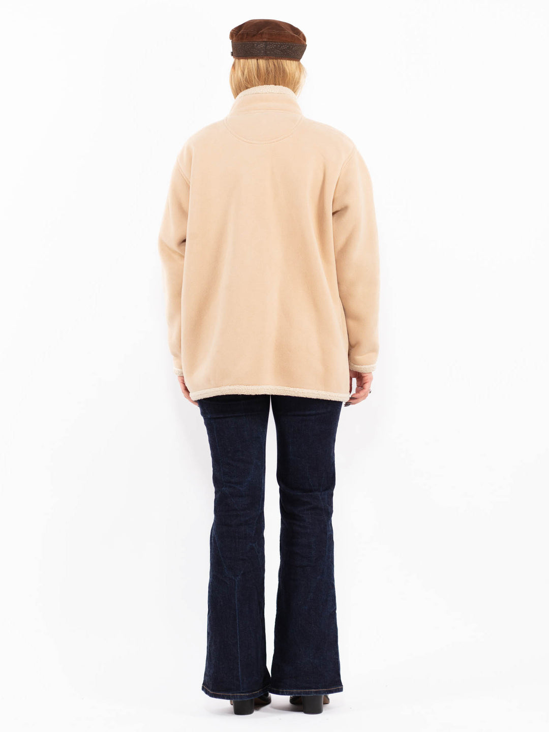 Vintage 00's Women Faux Sheepskin Coat in Beige