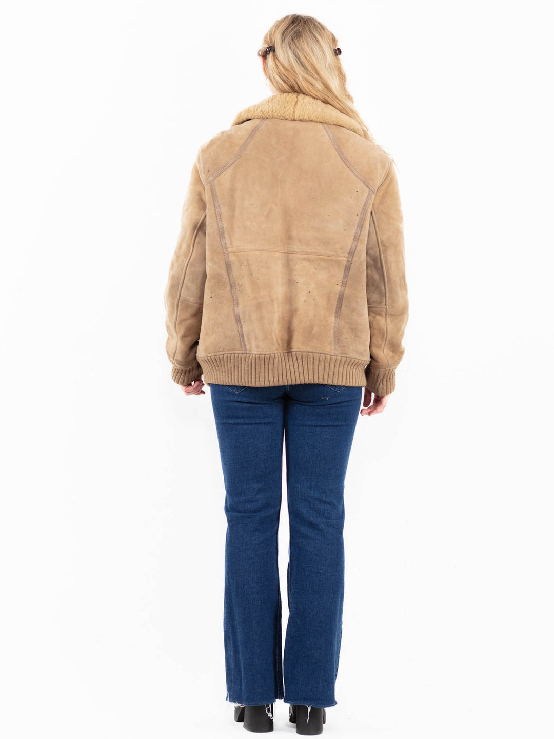 Vintage 80's Women Sheepskin Jacket in Beige