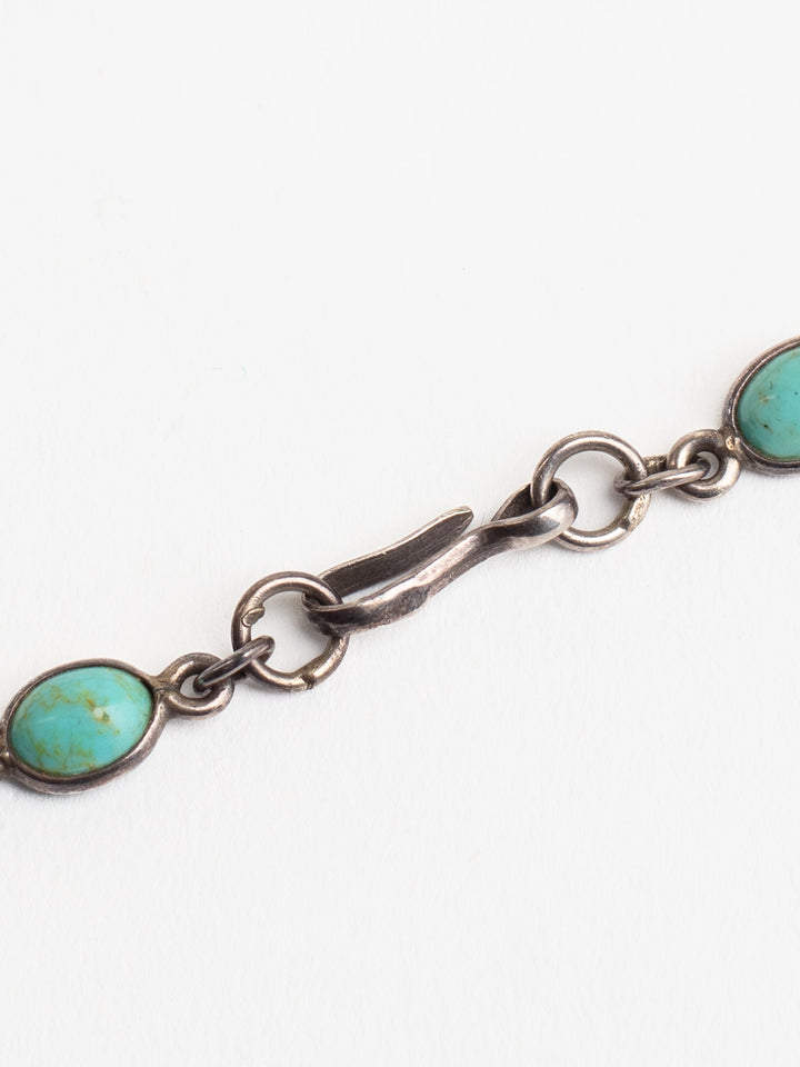 Vintage 50s Silver Turquoise Cabochon Bracelet