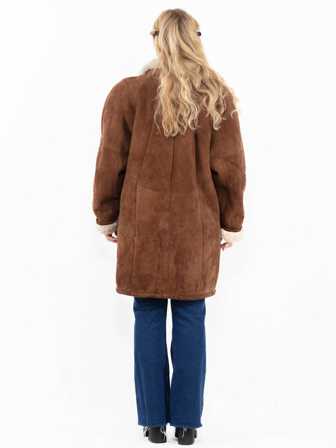 Vintage 70's Women Sheepskin Coat in Brown