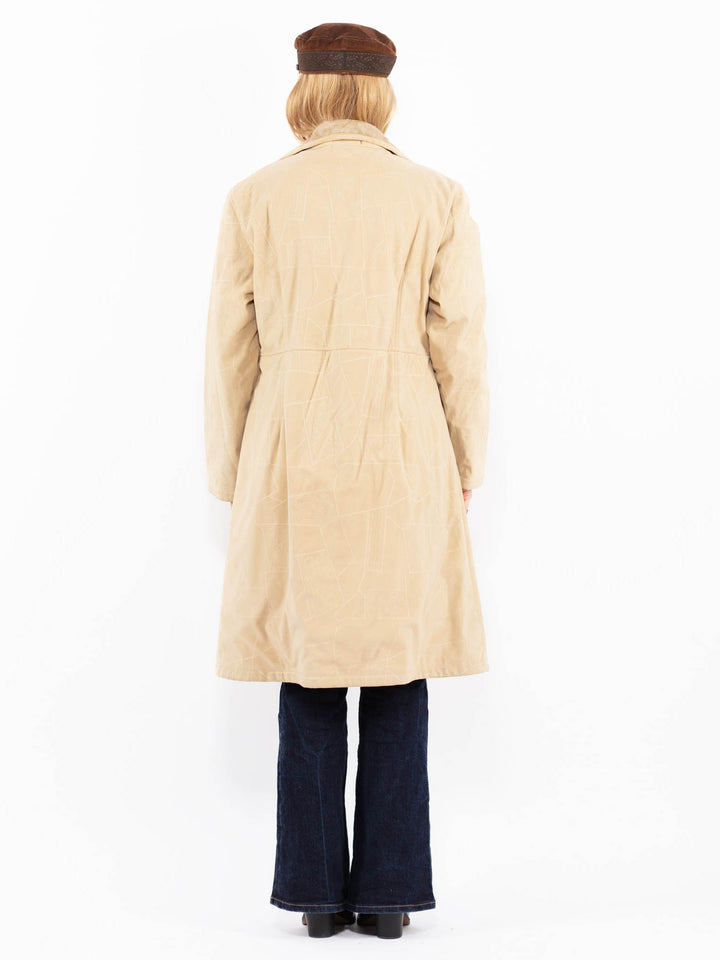 Vintage 90's Women Faux Sheepskin Coat in Beige