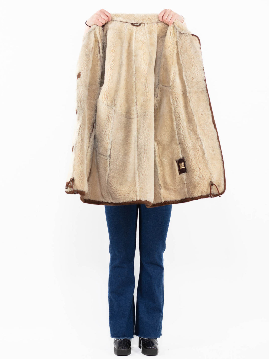 Vintage 70's Women Sheepskin Coat in Brown