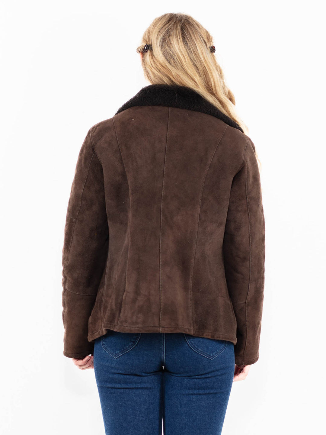 Vintage 90's Women Sheepskin Jacket in Brown