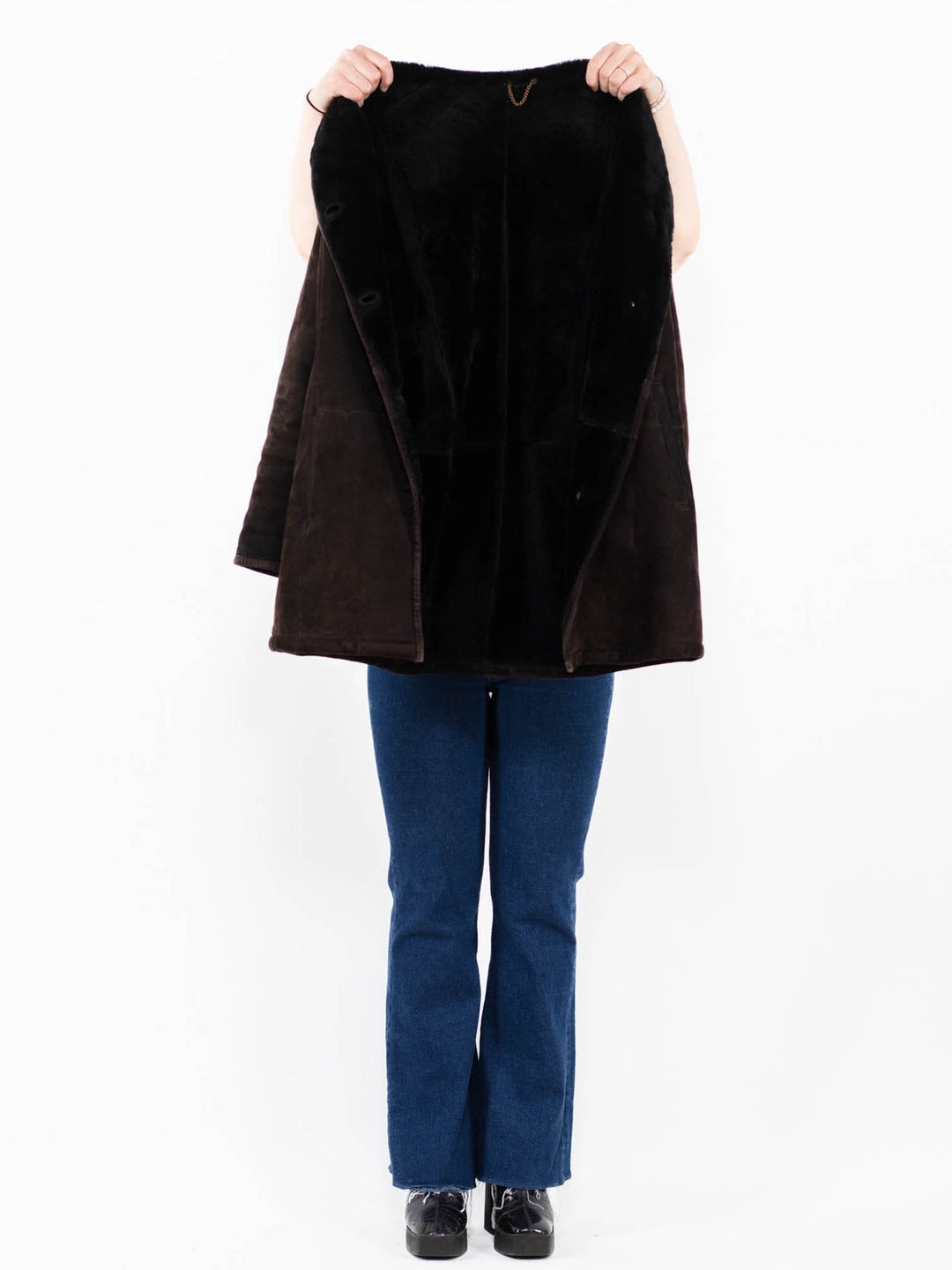 Vintage 90's Women Sheepskin Coat in Brown