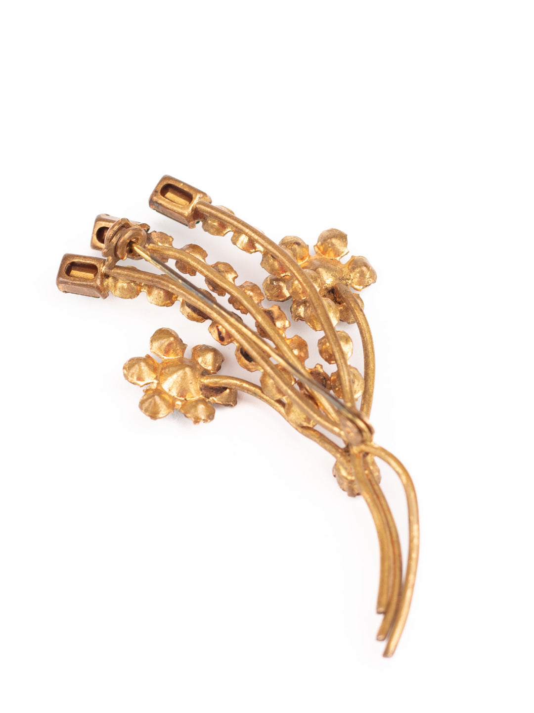 Vintage 50s Emerald Green Flower Spray Brooch