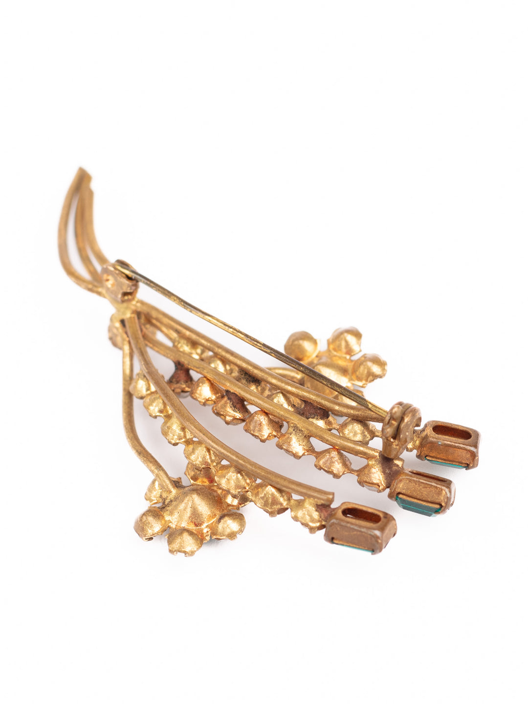 Vintage 50s Emerald Green Flower Spray Brooch