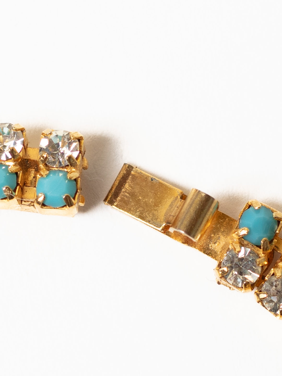 Vintage 80's Turquoise Glass Rhinestone Bracelet