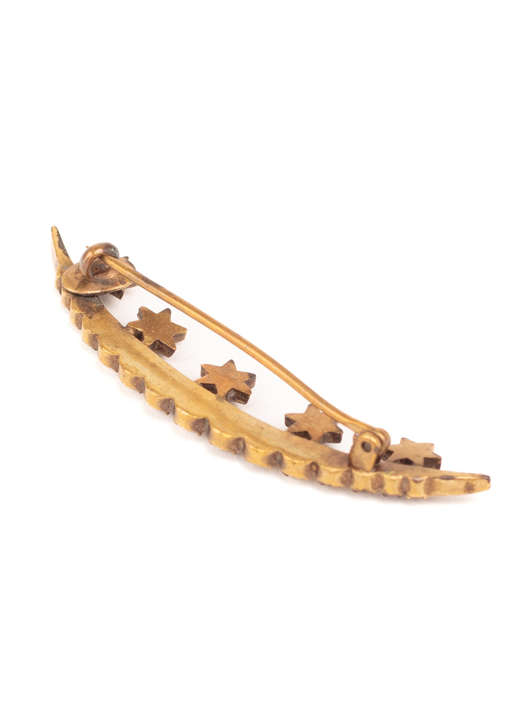 Vintage 50s Crescent Moon and Stars Rhinestone Brooch