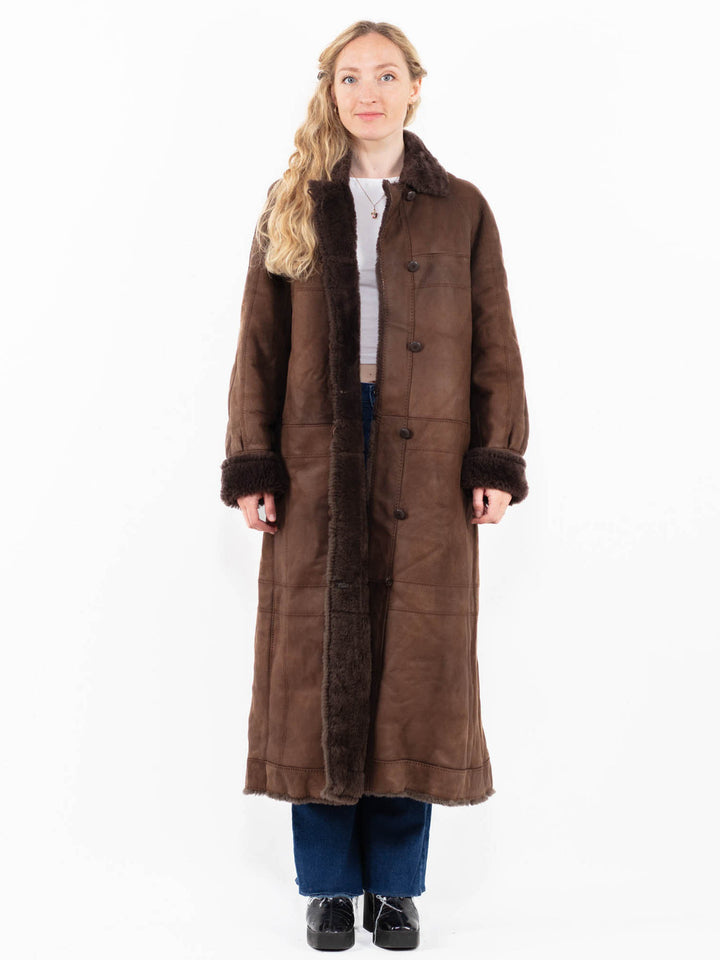 Vintage 70's Women Sheepskin Coat in Brown