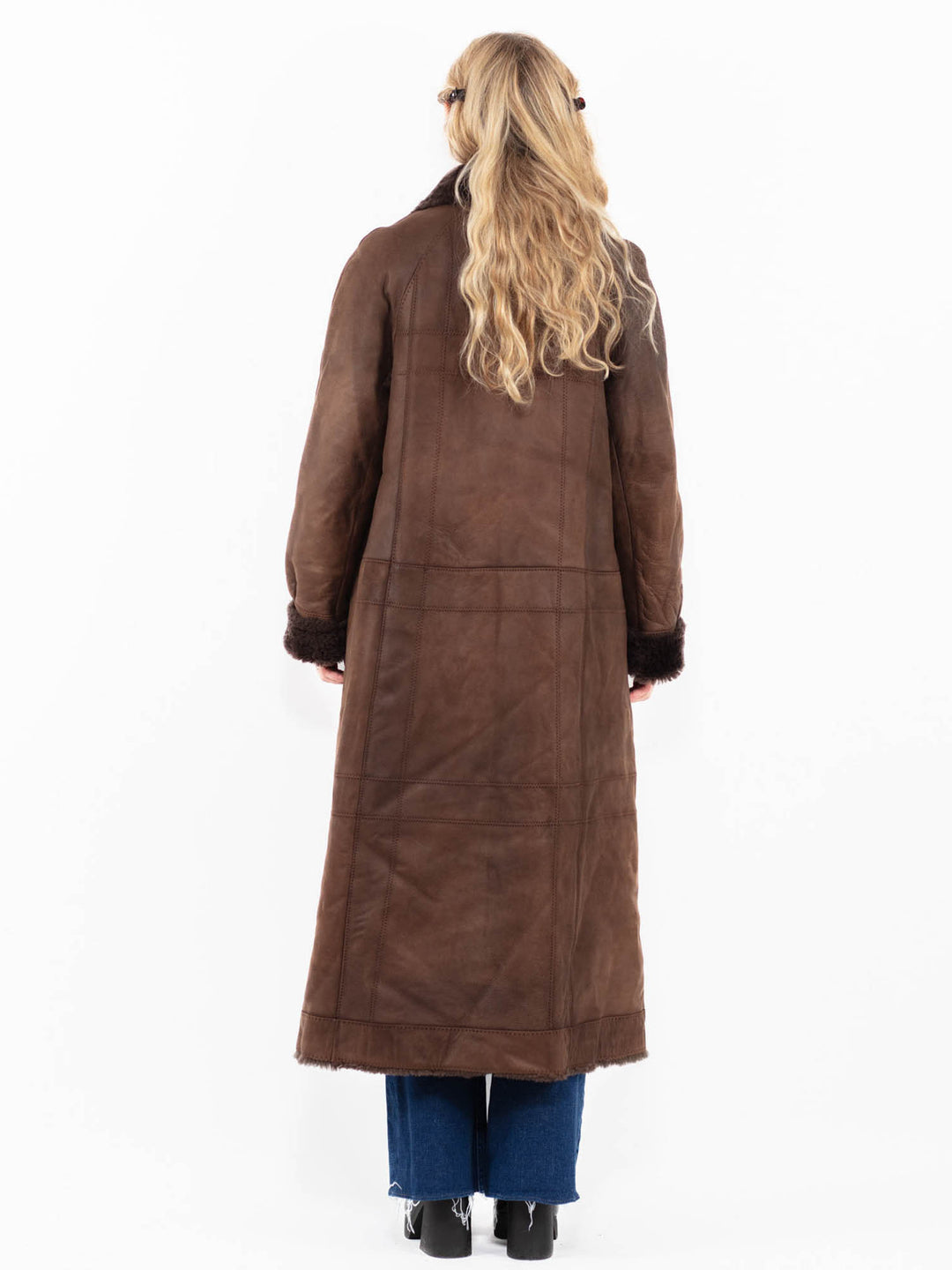 Vintage 70's Women Sheepskin Coat in Brown