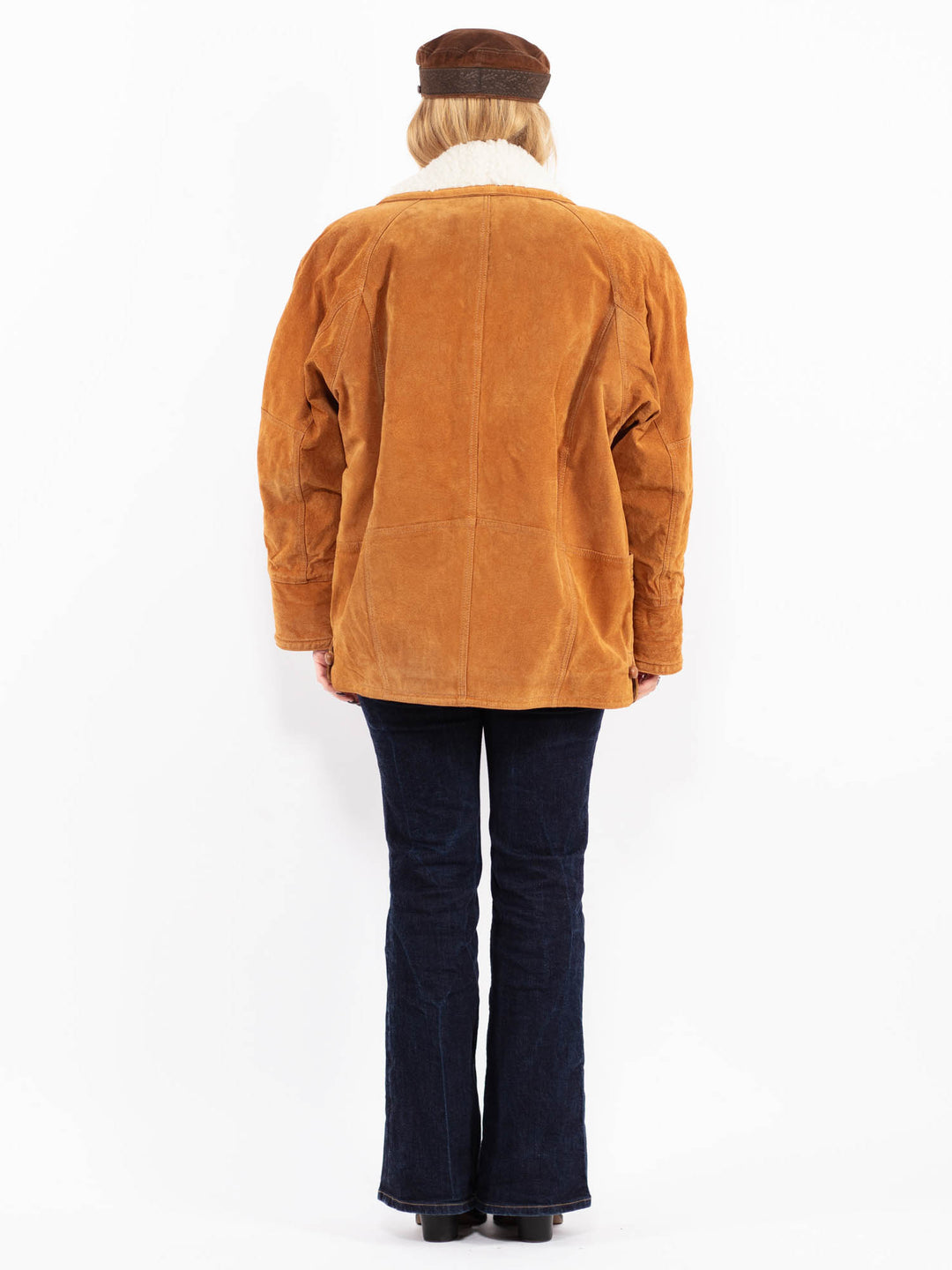 Vintage 80's Women Suede Sherpa Coat in Brown