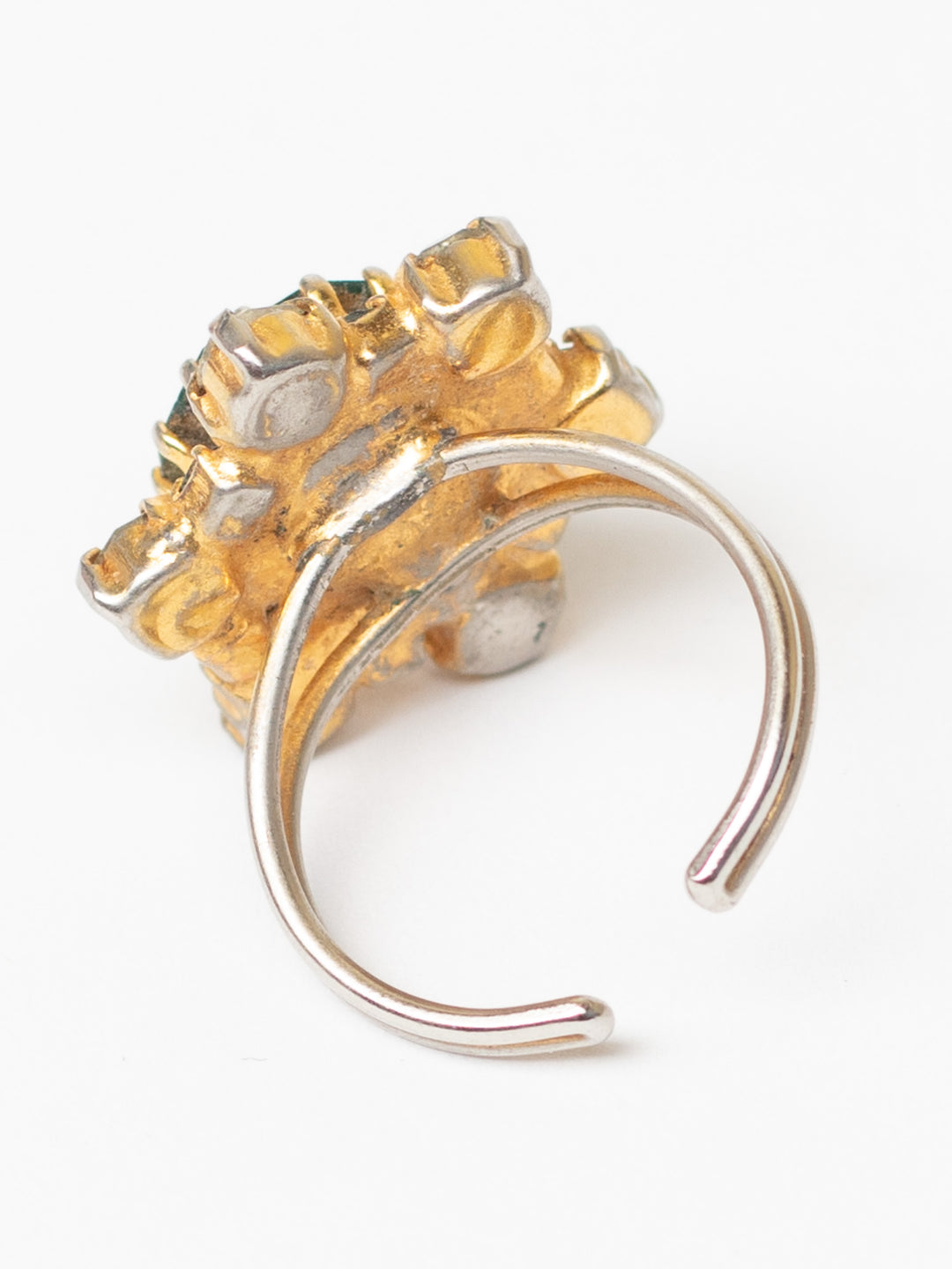 Vintage 60's Green Rhinestone Cocktail Ring