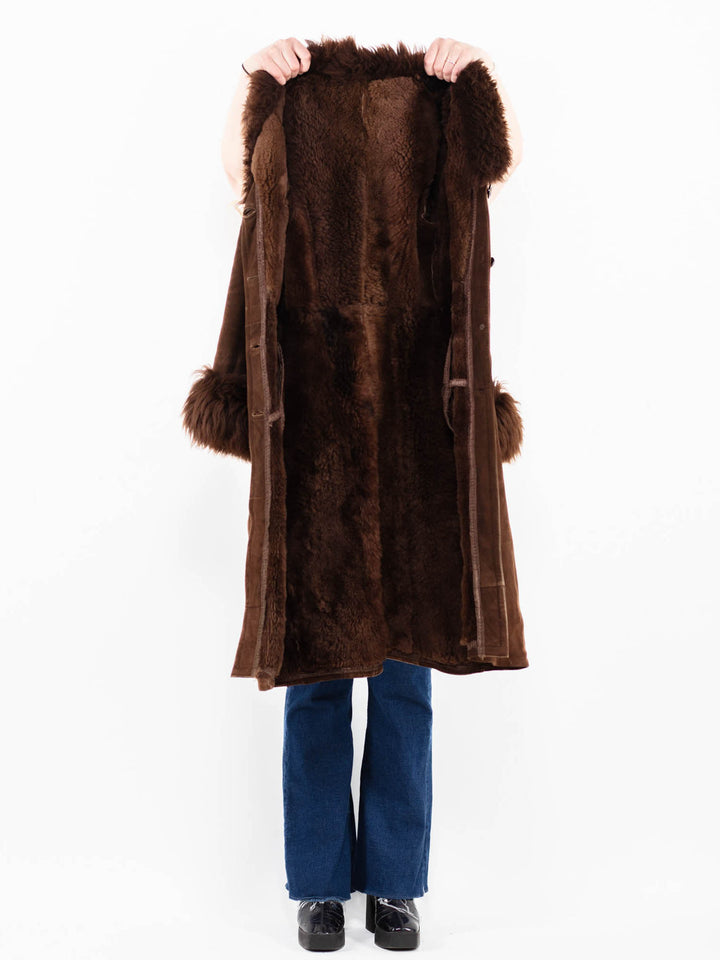 Vintage 70's Penny Lane Sheepskin Coat in Brown