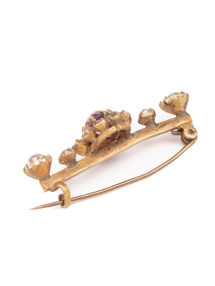 Edwardian Style Brooch with Pink and Clear Rhinestones