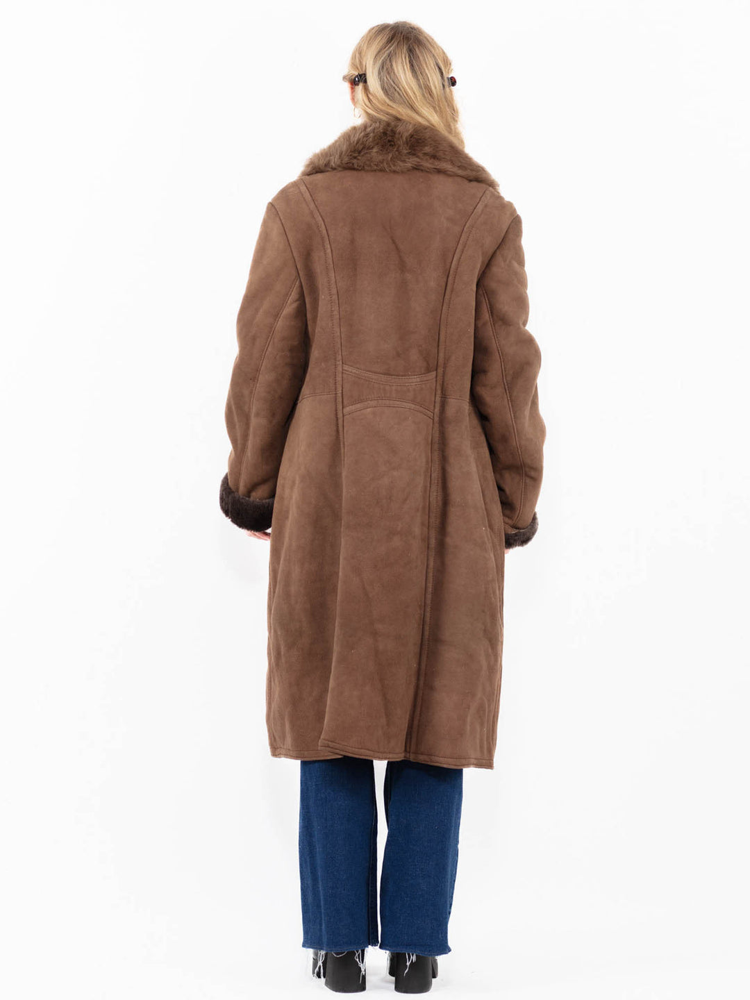 Vintage 70's Women Sheepskin Coat in Brown