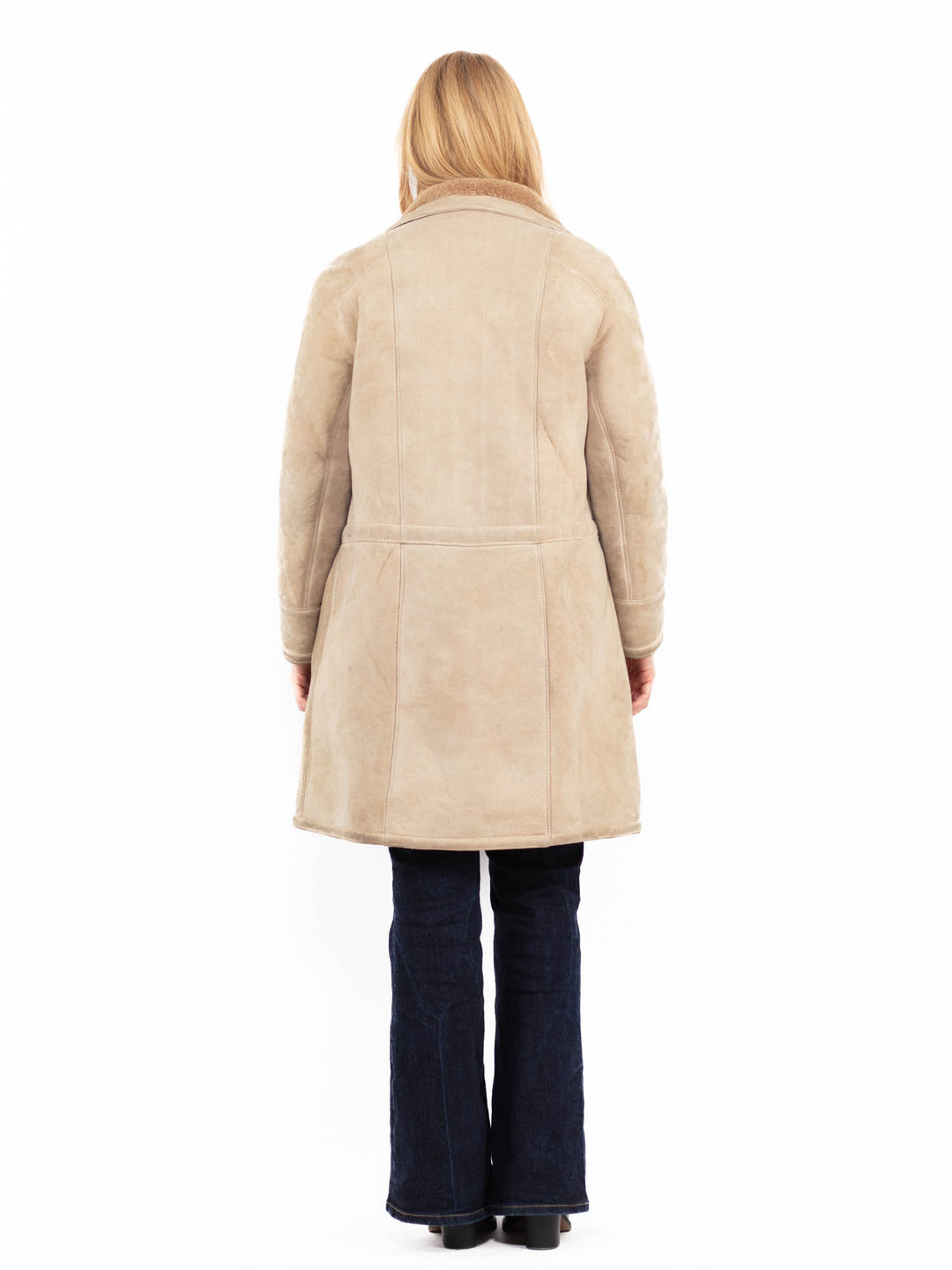 Vintage 70's Women Sheepskin Coat in Beige